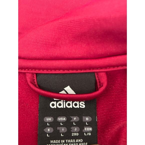 Adidas Jacket Mens Large Red White 3 Stripes Full Zip Up Track Casual Classic - Picture 8 of 13